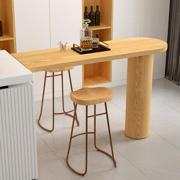 55" Modern Pine Wood  Long Bar Height Dinning Table Kitchen Bar Table